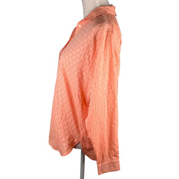 LOFT Button Down Shirt Peach Textured Small New - Picture 5 of 10